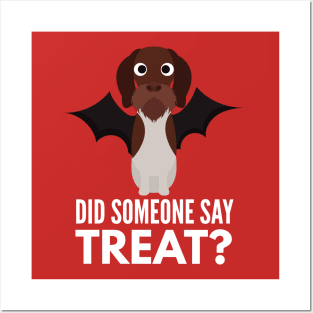 German Wirehaired Pointer Halloween Trick or Treat Posters and Art